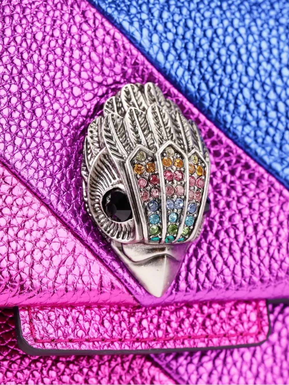 Kurt Geiger Rainbow Diagonal Stripe Leather Shoulder Bag - Picture 4 of 9